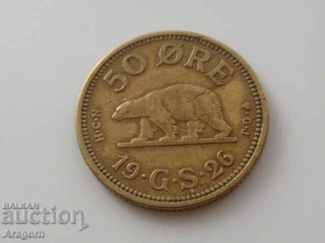 монета Гренландия - 50 йоре 1926; Greenland