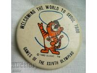 Badge Olympic Games Seoul 1988 mascot - Hodori the tiger