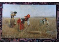 Harvest in Chepinsko, Ivan Angelov, painting, reproduction