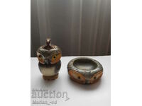 Marble lighter and ashtray set