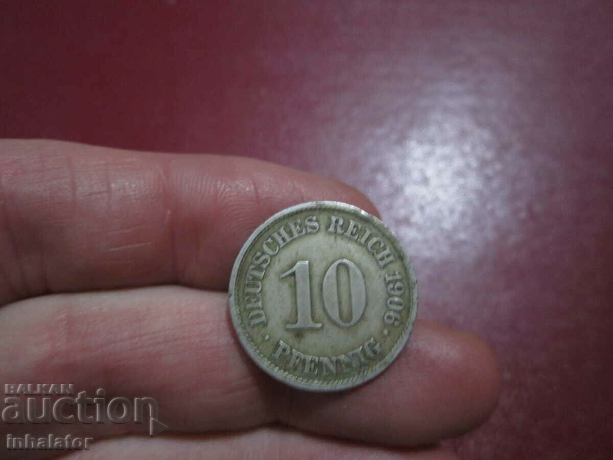 1906 anul 10 pfennig litera A