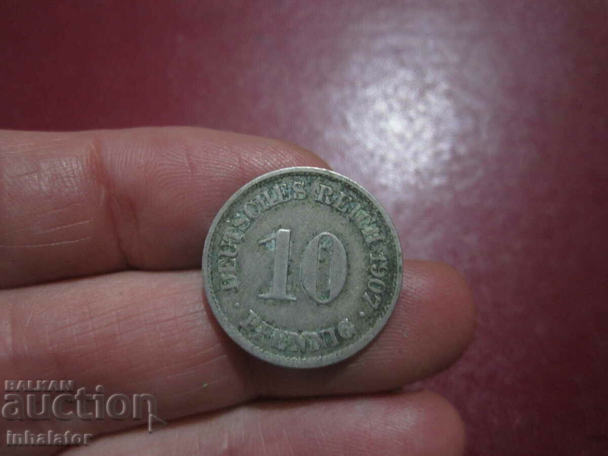 1907 10 pfennig letter A