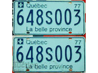 Canadian License Plates QUEBEC Plates 1977 PAIR