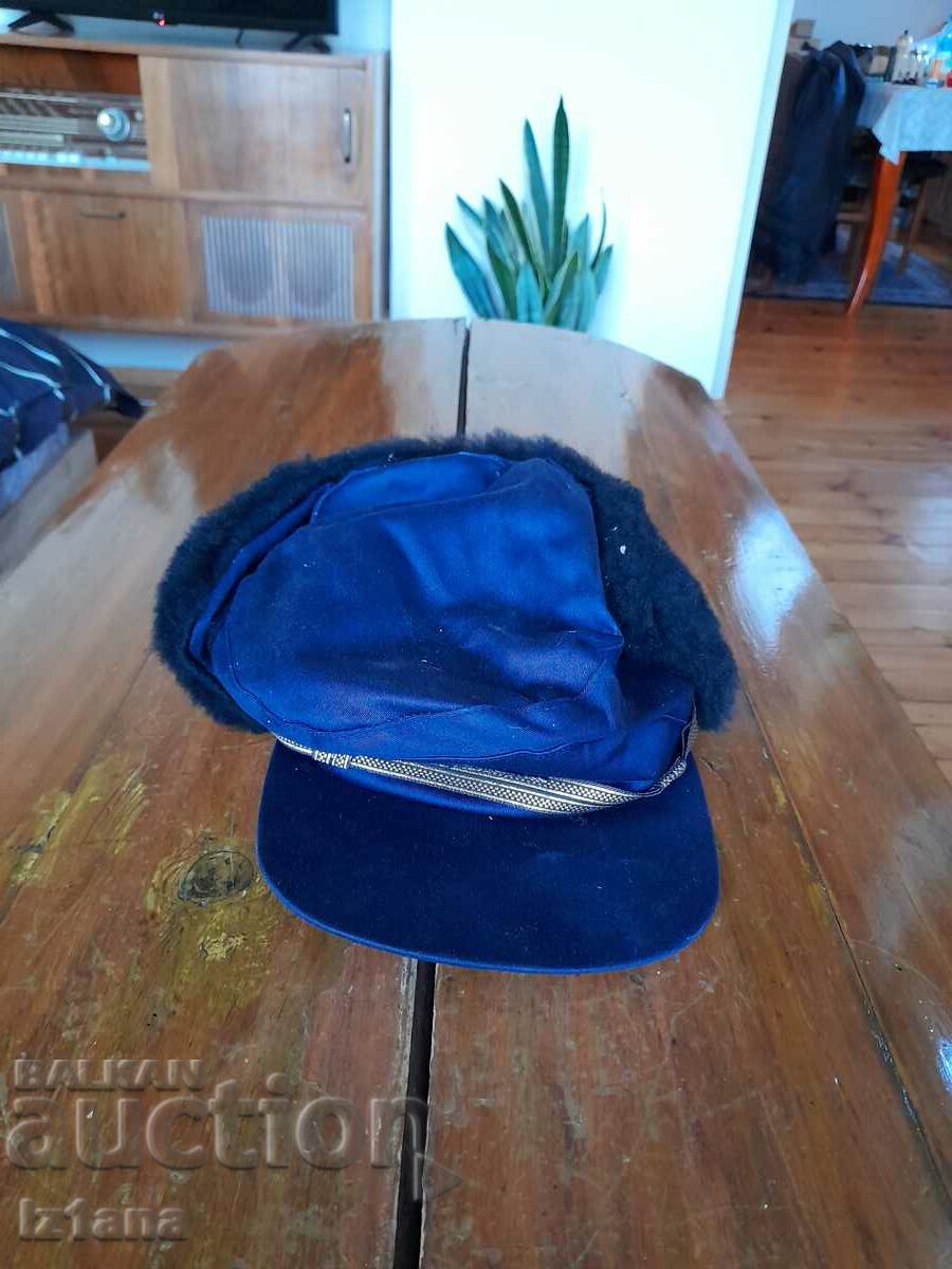 Old winter fireman's hat