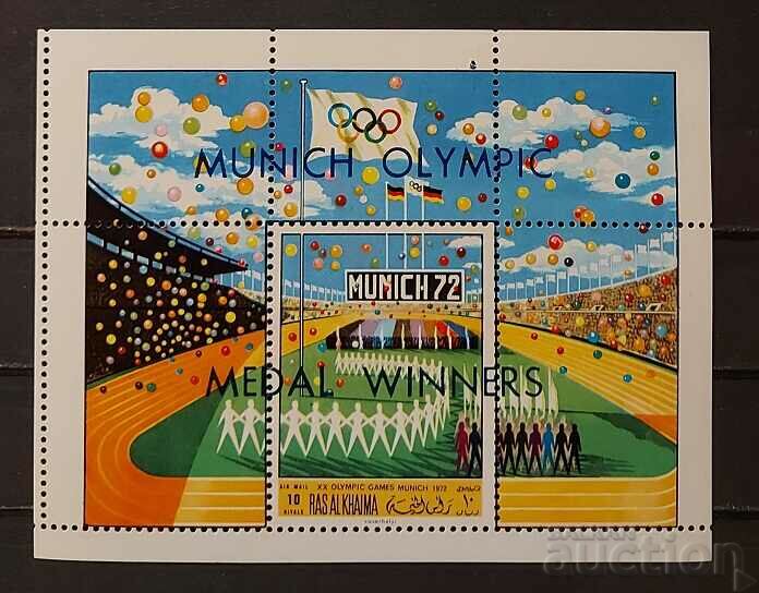 Ras Al Khaimah 1971 Sports/Olympic Games Block Overprint MNH
