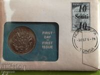 50 senites 1967 Kingdom of Tonga BU First Day Post. an envelope
