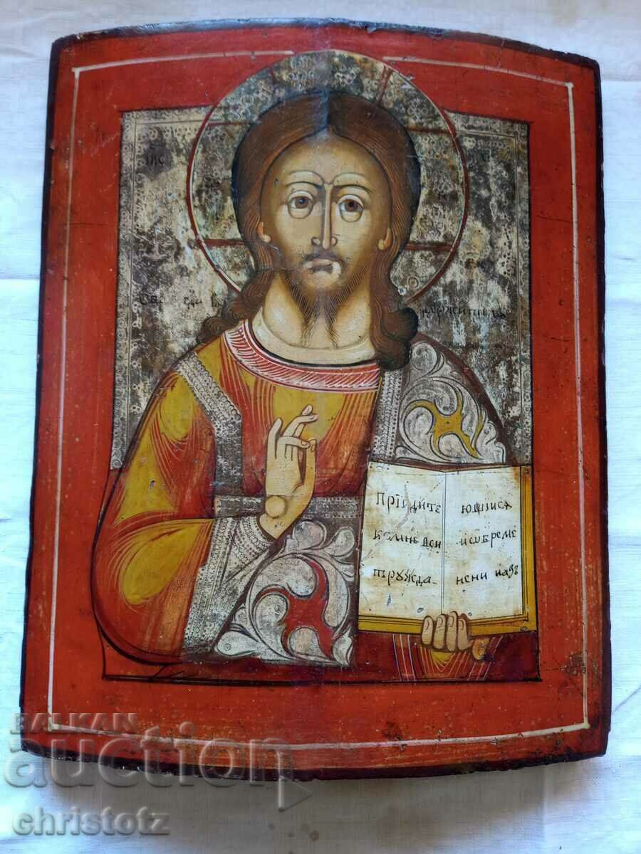 Russian icon Christ Pantocrator - 19th century