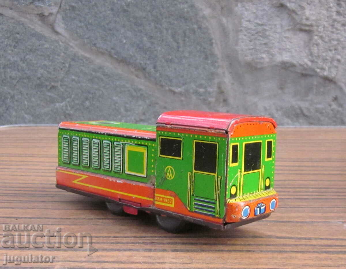 old Russian mechanical metal sheet metal toy locomotive - 5 old Russian mechanical metal sheet metal toy locomotive - 5