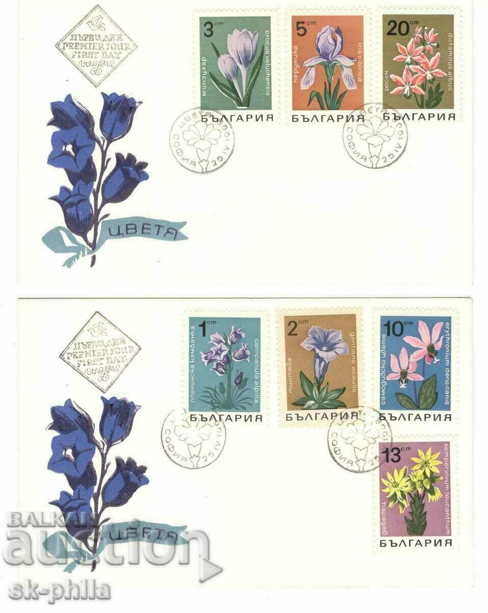 Postal envelope - first day - series Flowers 1968 - 2 envelopes