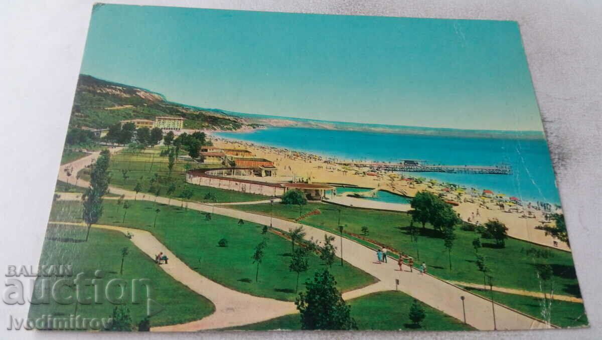 Пощенска картичка Златни пясъци Общ изглед 1960