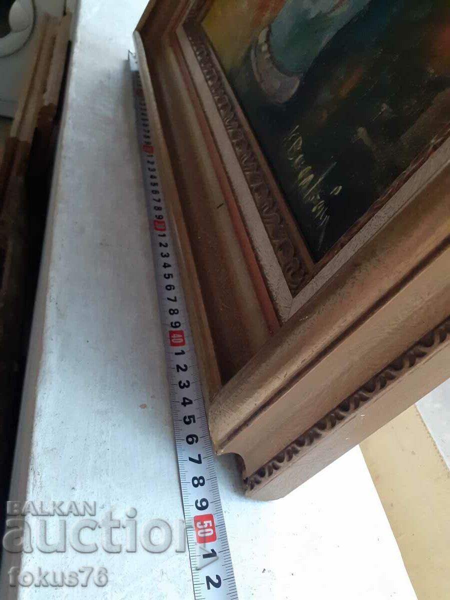 Όμορφη ελαιογραφία σε καμβά - δερμάτινη κορνίζα με υπογραφή - 5 Όμορφη ελαιογραφία σε καμβά - δερμάτινη κορνίζα με υπογραφή - 5