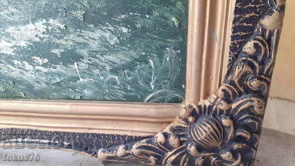 Auction Beautiful oil painting on canvas signature frame Auction Beautiful oil painting on canvas signature frame