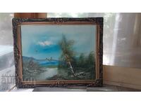 Όμορφη ελαιογραφία σε καμβά κορνίζα με υπογραφή