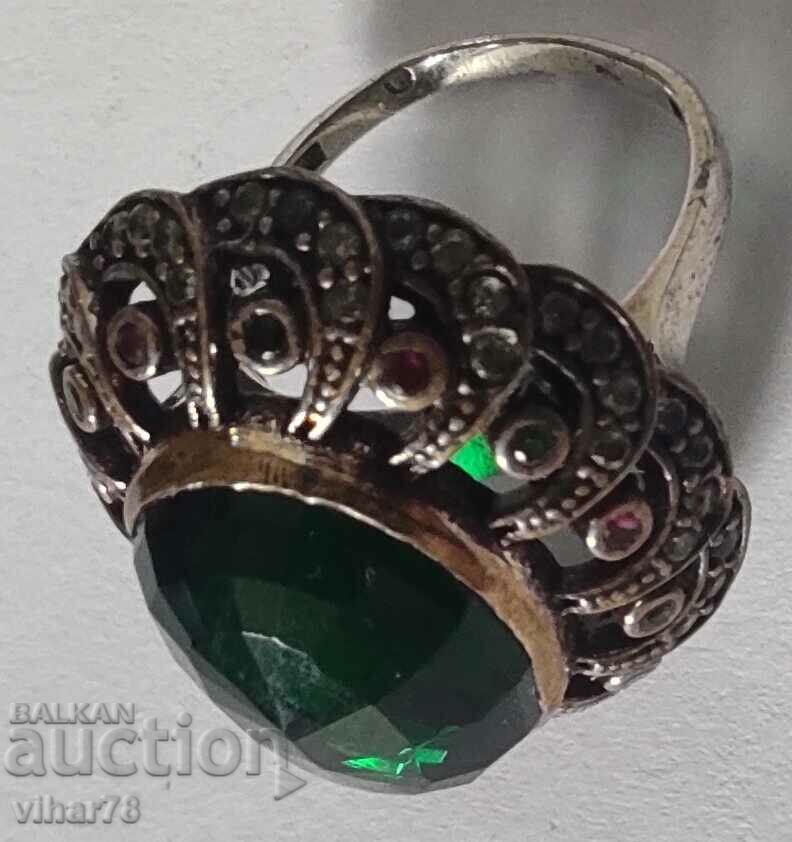 SOLID SILVER RING WITH HUGE CROWN - 6 SOLID SILVER RING WITH HUGE CROWN - 6