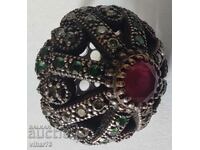 SOLID SILVER RING WITH RUBY