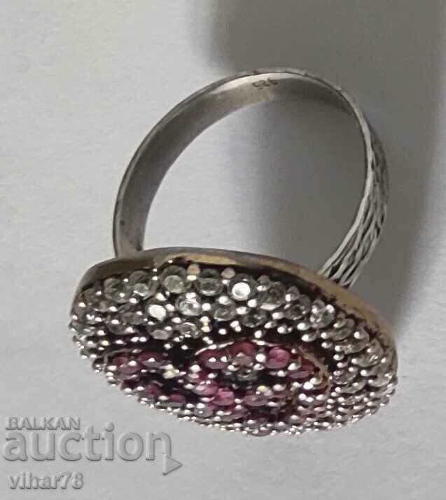Auction SOLID SILVER RING WITH HUGE CROWN RUBIES AND ZIRCONIA Auction SOLID SILVER RING WITH HUGE CROWN RUBIES AND ZIRCONIA