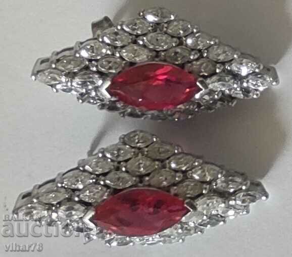 SILVER EARRINGS WITH RUBIES AND ZIRCONIA