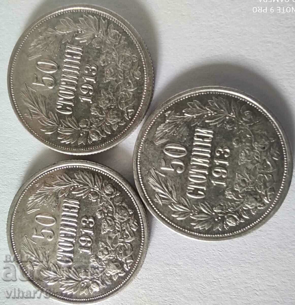 Lot of 3 silver coins - 50 cents - 5 Lot of 3 silver coins - 50 cents - 5