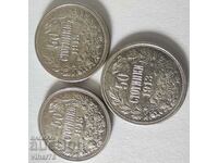 Lot de 3 monede de argint - 50 de cenți