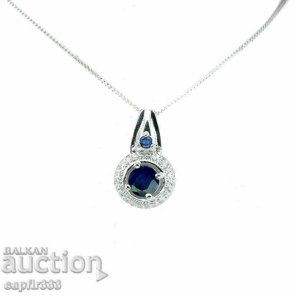 FINE SILVER MEDALLION WITH NATURAL SAPPHIRES AND ZIRCONIA with price 187.00 BGN | € 95.61 FINE SILVER MEDALLION WITH NATURAL SAPPHIRES AND ZIRCONIA with price 187.00 BGN | € 95.61