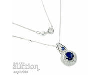 FINE SILVER MEDALLION WITH NATURAL SAPPHIRES AND ZIRCONIA