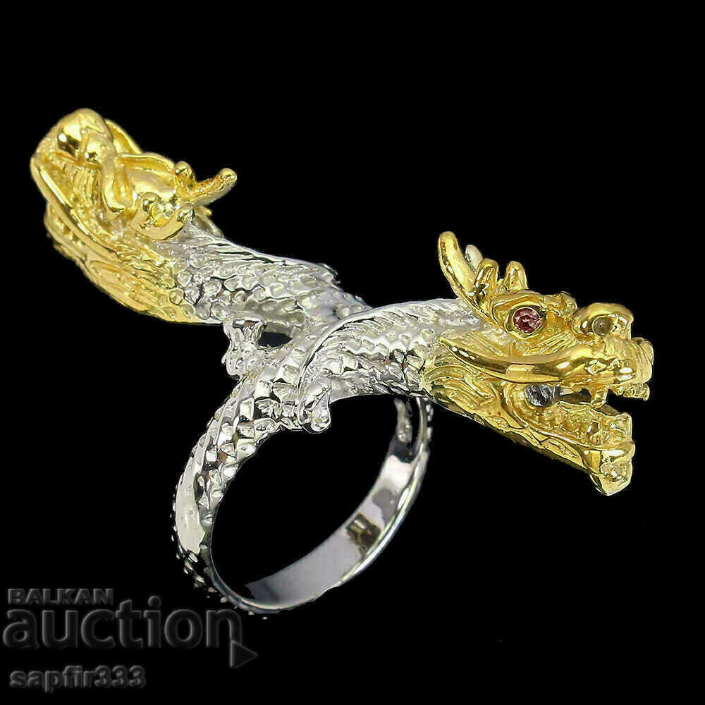 Auction DRAGONS SILVER RING WITH NATURAL ORANGE SAPPHIRES Auction DRAGONS SILVER RING WITH NATURAL ORANGE SAPPHIRES