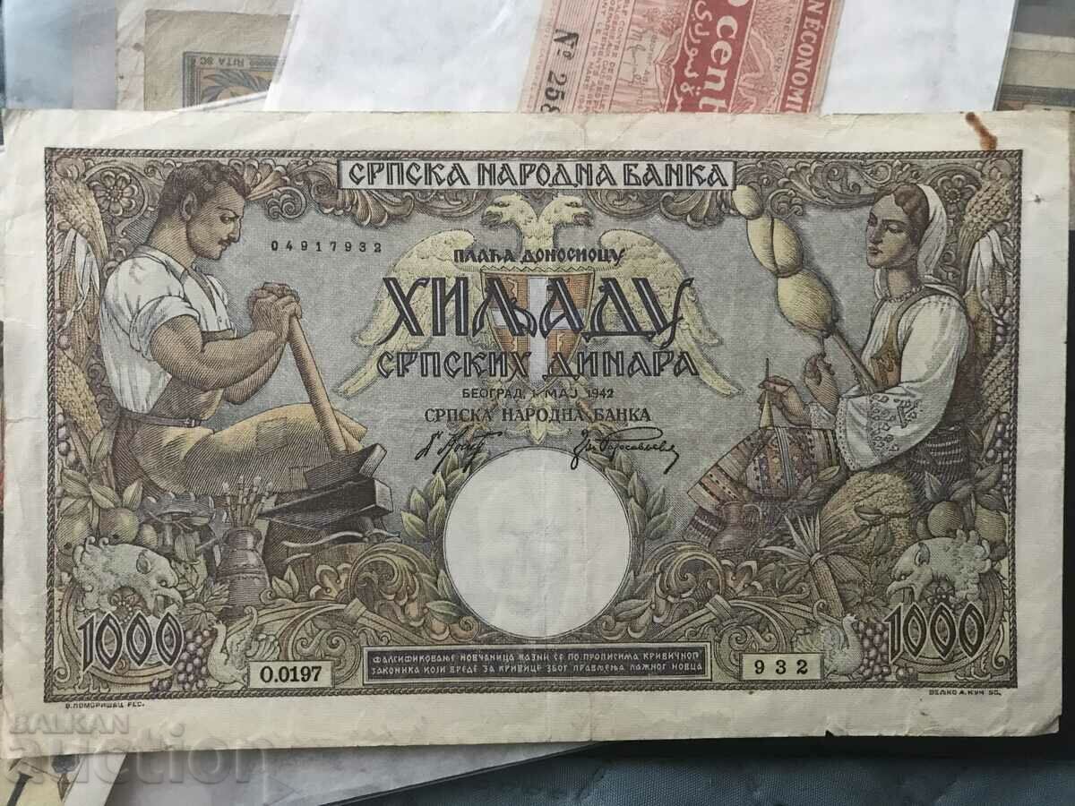 Serbia 1000 de dinari 1942