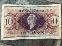 Γουαδελούπη 10 Φράγκα Γαλλική Αποικία Β' Παγκόσμιος Πόλεμος