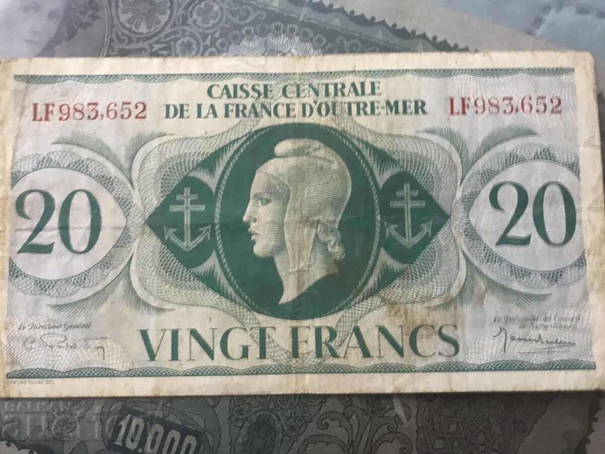 20 φράγκα Γαλλικές αποικίες Β' Παγκόσμιος Πόλεμος