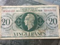 20 francs French colonies WWII