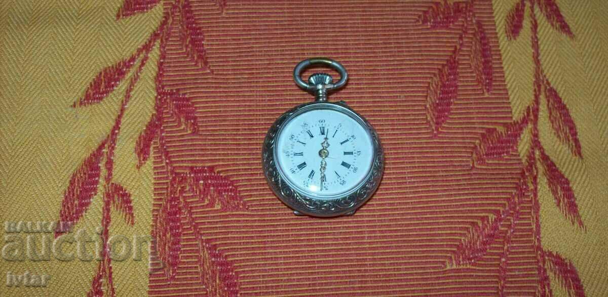 Silver Swiss watch, locket, pocket