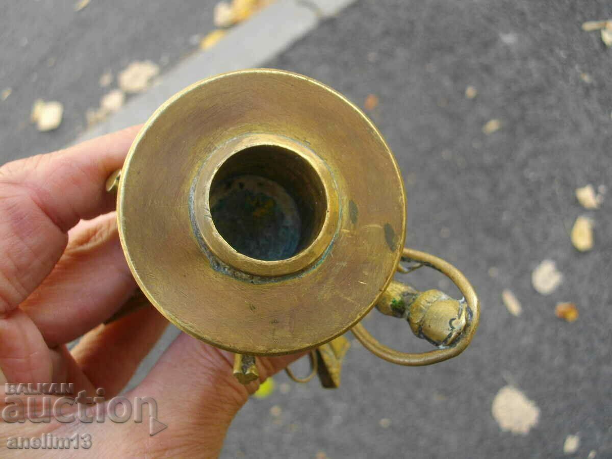 OLD BRONZE CANDLESTICK LAVA MOTIFS - 7