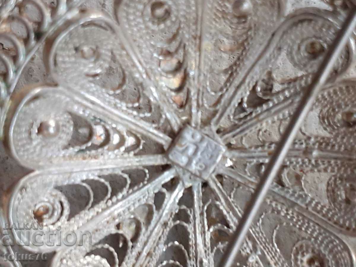 Renaissance jewelry silver brooch filigree granulation - 5