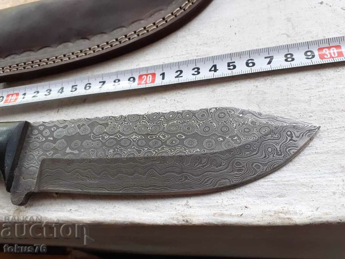Great hunting knife damascus steel new with leather handle - 6