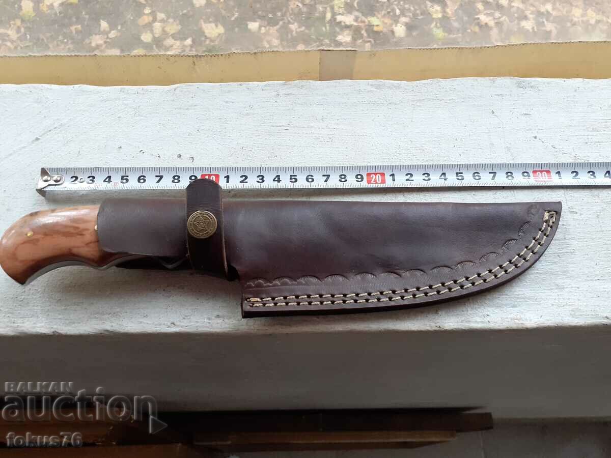 Great hunting knife damascus steel new with leather handle - 7