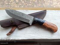 Great hunting knife damascus steel new with leather handle