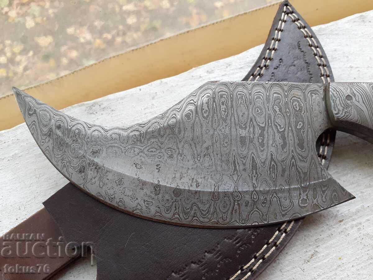 Great knife ax saber damascus steel new leather scabbard with price 350.00 BGN | € 178.95 Great knife ax saber damascus steel new leather scabbard with price 350.00 BGN | € 178.95