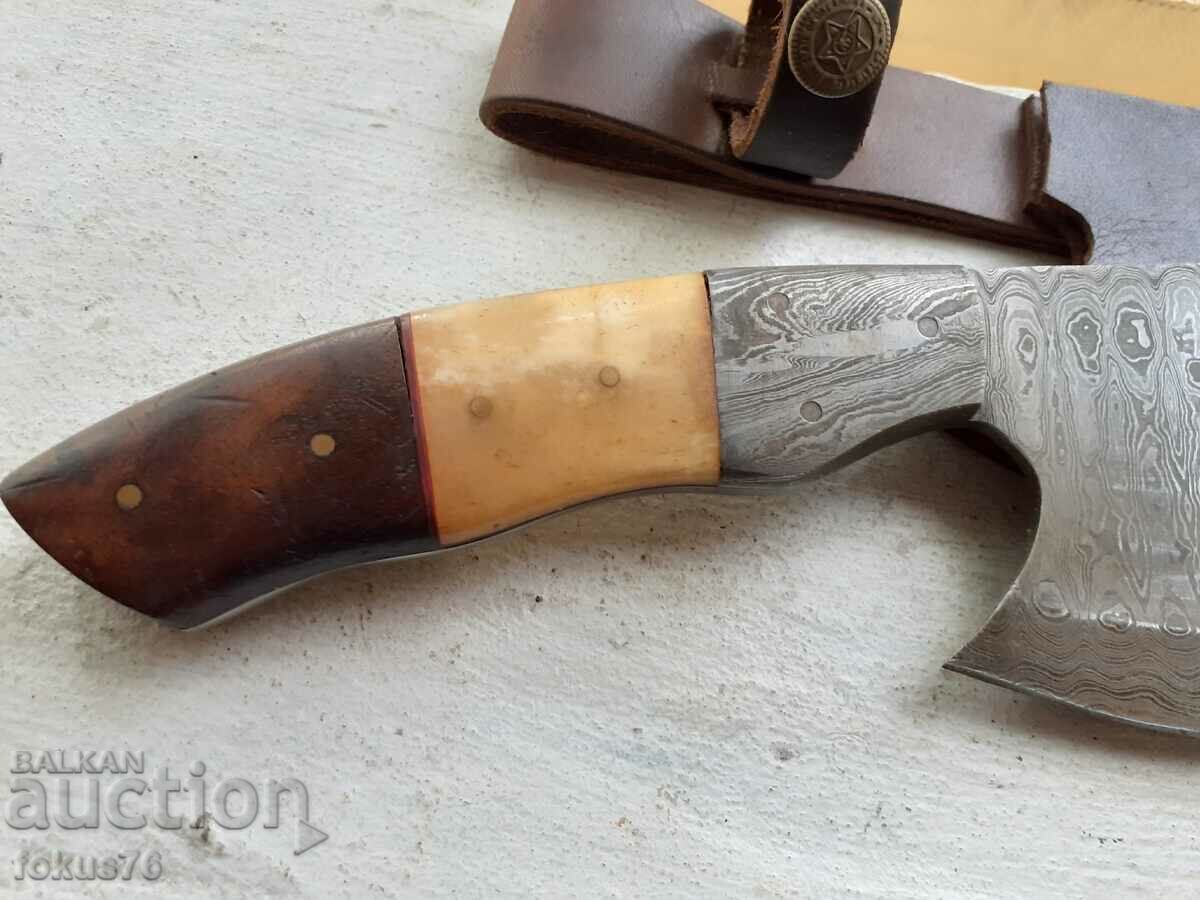 Great knife ax saber damascus steel new leather scabbard - 5 Great knife ax saber damascus steel new leather scabbard - 5