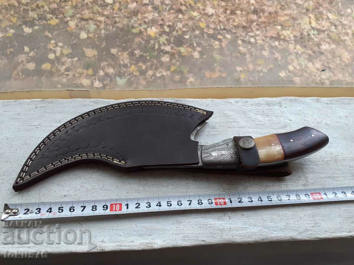 Great knife ax saber damascus steel new leather scabbard - 6 Great knife ax saber damascus steel new leather scabbard - 6