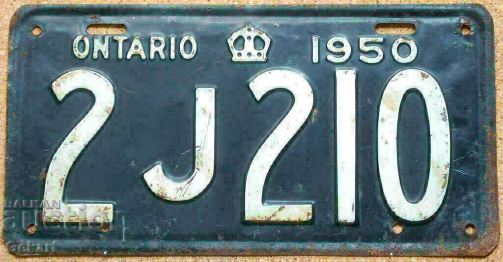 Канадски регистрационен номер Табела ONTARIO 1950