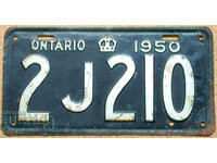 Placă de înmatriculare canadiană ONTARIO 1950
