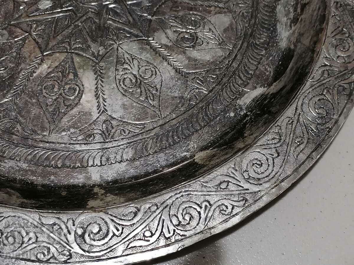Silver-plated copper tray with engravings tray casserole copper with price 195.00 BGN | € 99.70 Silver-plated copper tray with engravings tray casserole copper with price 195.00 BGN | € 99.70