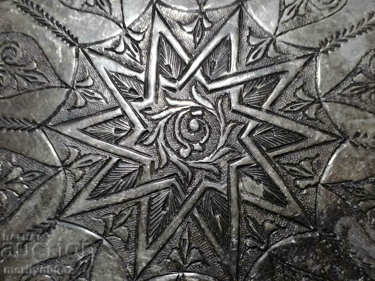 Auction Silver-plated copper tray with engravings tray casserole copper Auction Silver-plated copper tray with engravings tray casserole copper