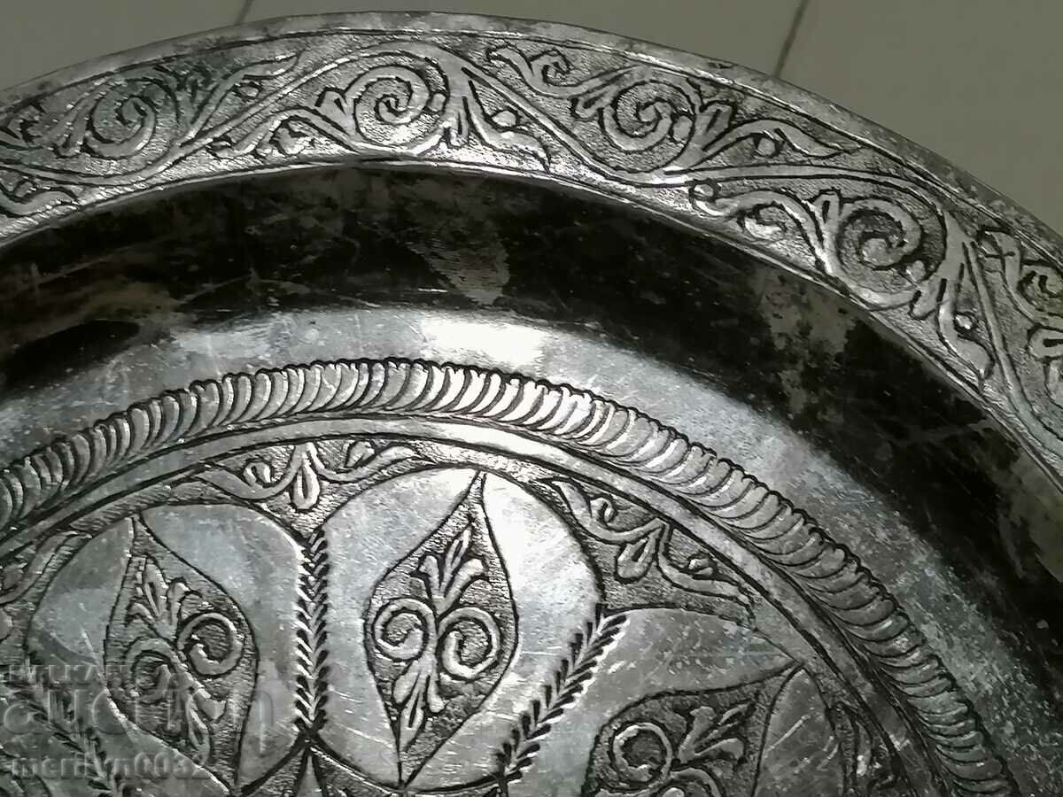 Silver-plated copper tray with engravings tray casserole copper - 6 Silver-plated copper tray with engravings tray casserole copper - 6