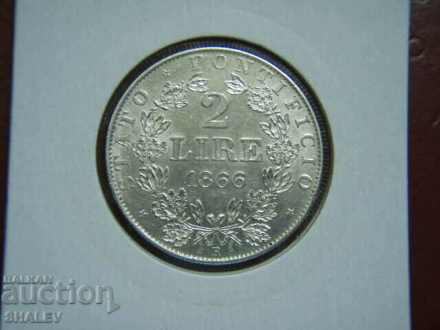Auction 2 Lire 1866 Vaticana - AU/Unc Auction 2 Lire 1866 Vaticana - AU/Unc