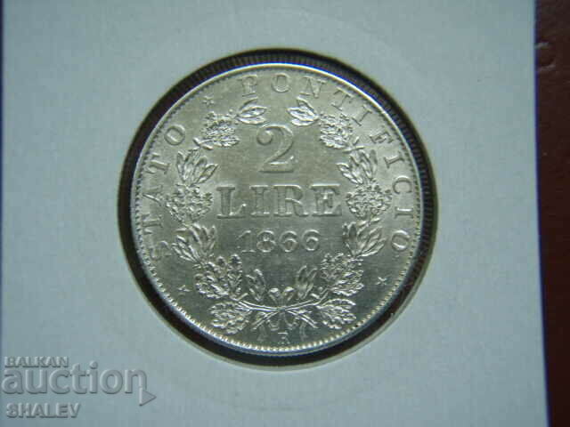 2 Lire 1866 Vaticana - AU/Unc 2 Lire 1866 Vaticana - AU/Unc