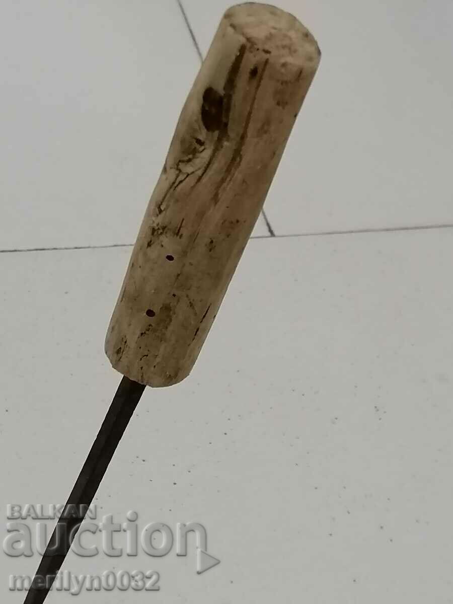 Old wrought iron awl saw - 5