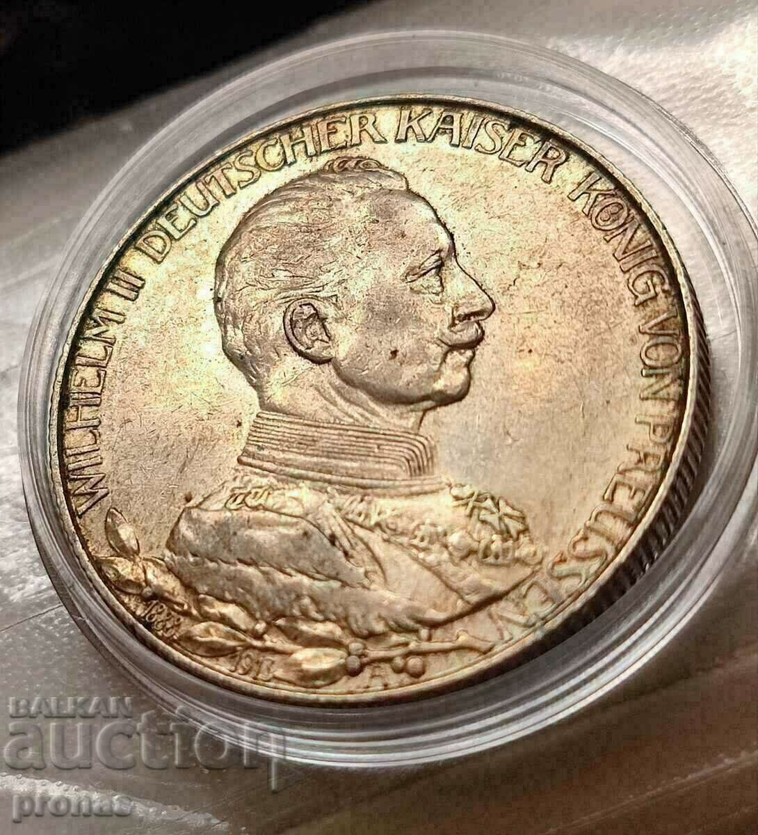 Германия, Прусия, 2 марки 1913г. Сребро