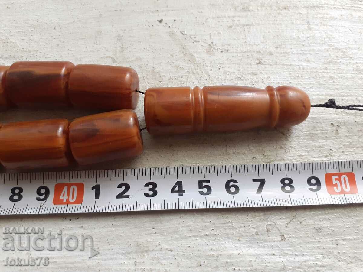 Δημοπρασία Τεράστιο κομπολόι καταλίνης 33 χάντρες + ποπ με νταμάρια