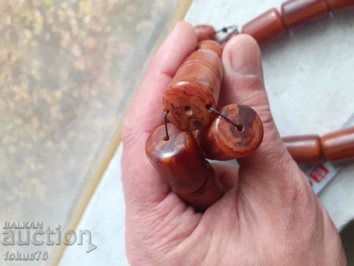 Τεράστιο κομπολόι καταλίνης 33 χάντρες + ποπ με νταμάρια - 6